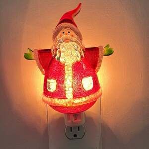 Acrylic Santa Night Light Holiday Lane Christmas Nightlight Wall Plug In READ